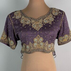 Stunning rare vintage designer Sheetal beaded cocktail/formal crop top